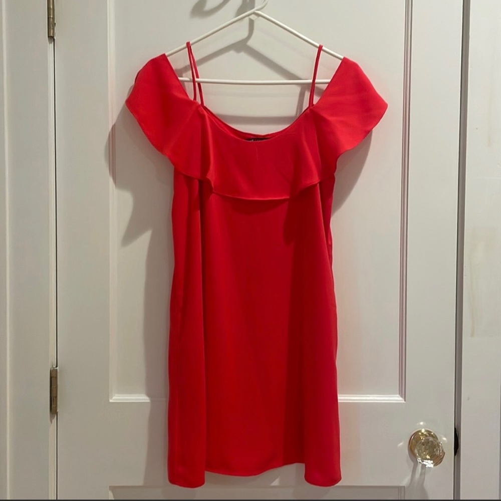 Pink Ruffled Shift Dress, S